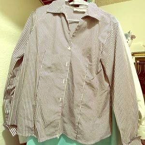Calvin Klein dark blue stripe button down shirt